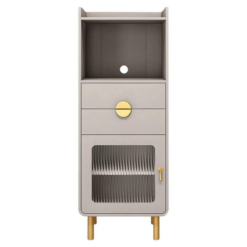 Credenza de 2 cajones para comedor de piedra sinterizada con puerta de vidrio Champan Clearhalo