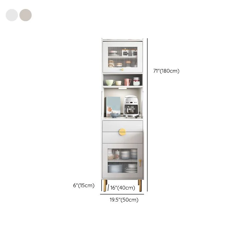 Credenza de 2 cajones para comedor de piedra sinterizada con puerta de vidrio Champan Clearhalo