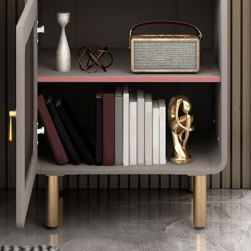Credenza de 2 cajones para comedor de piedra sinterizada con puerta de vidrio Champan Clearhalo