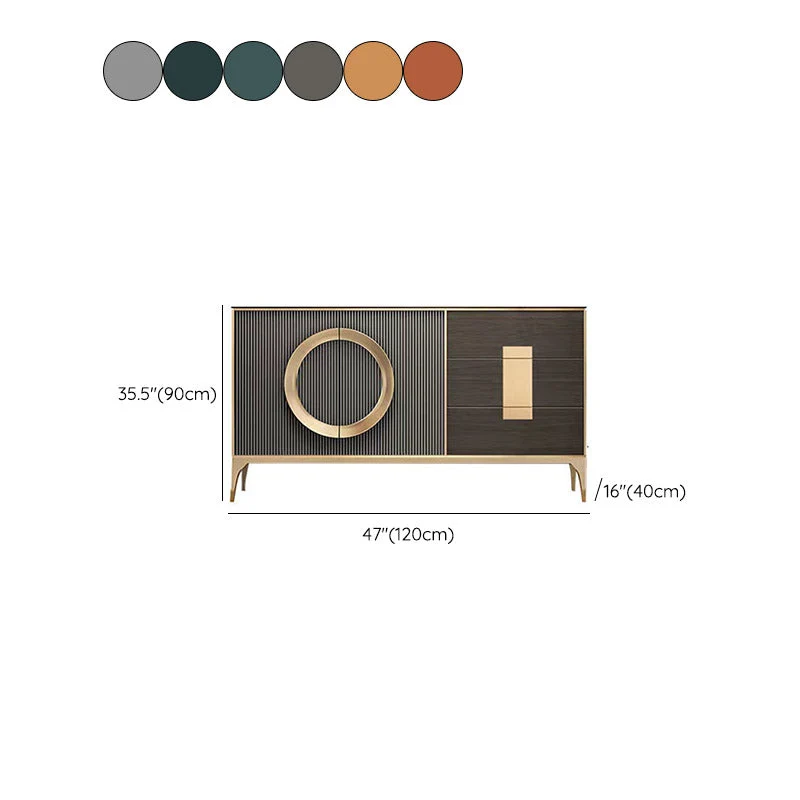 Credenza de estanterí ajustable con tablero lateral contemporáneo con cajones y gabinetes Naranja Clearhalo