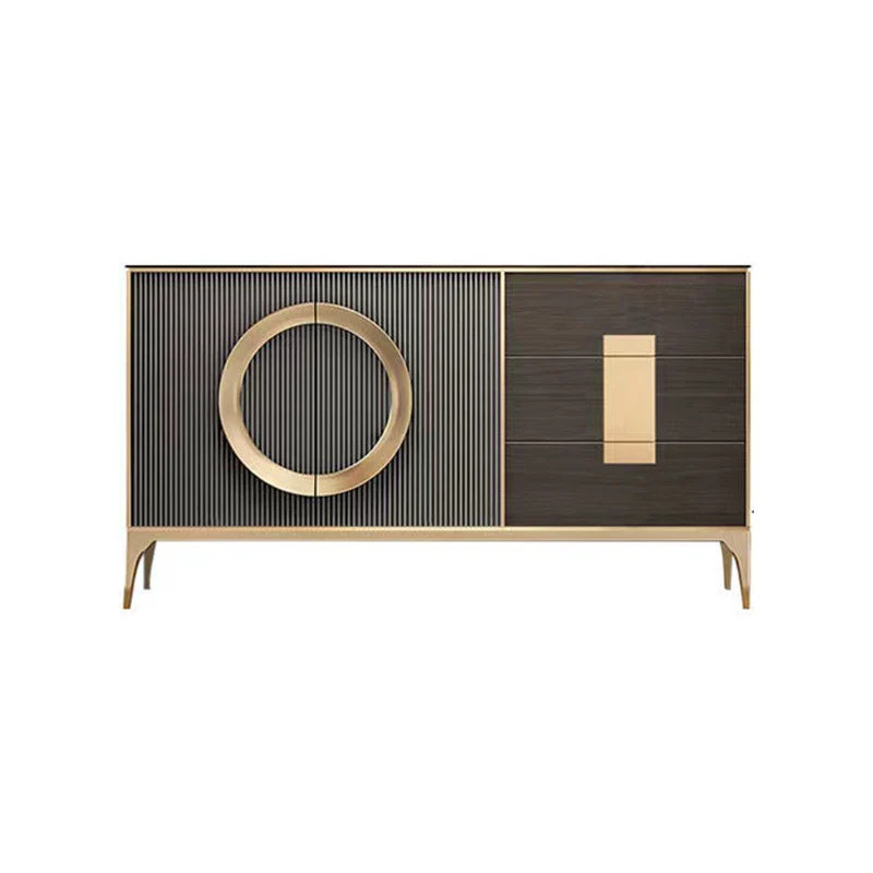 Credenza de estanterí ajustable con tablero lateral contemporáneo con cajones y gabinetes Naranja Clearhalo