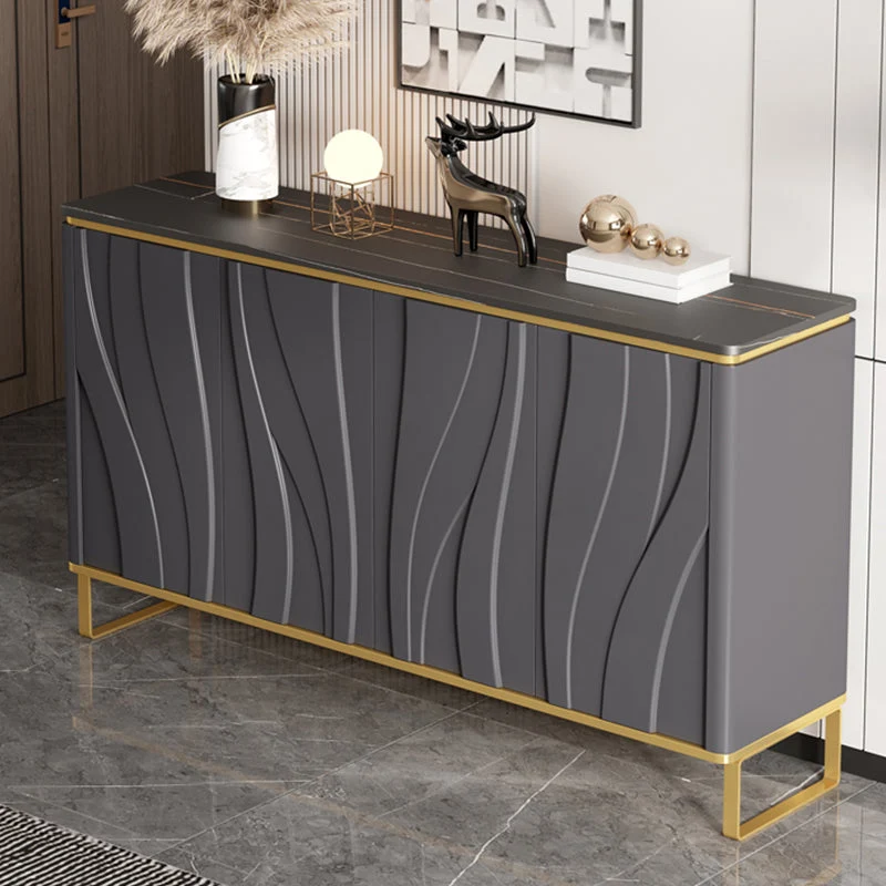 Credenza estilo buffet de comedor de piedra con gabinetes Blanco Clearhalo