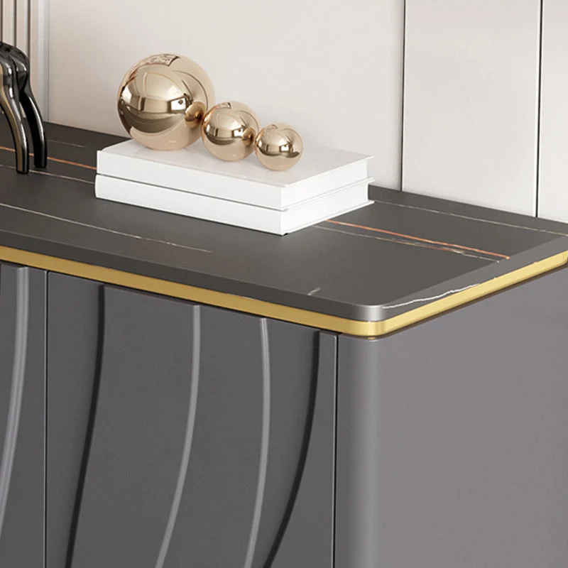 Credenza estilo buffet de comedor de piedra con gabinetes Blanco Clearhalo