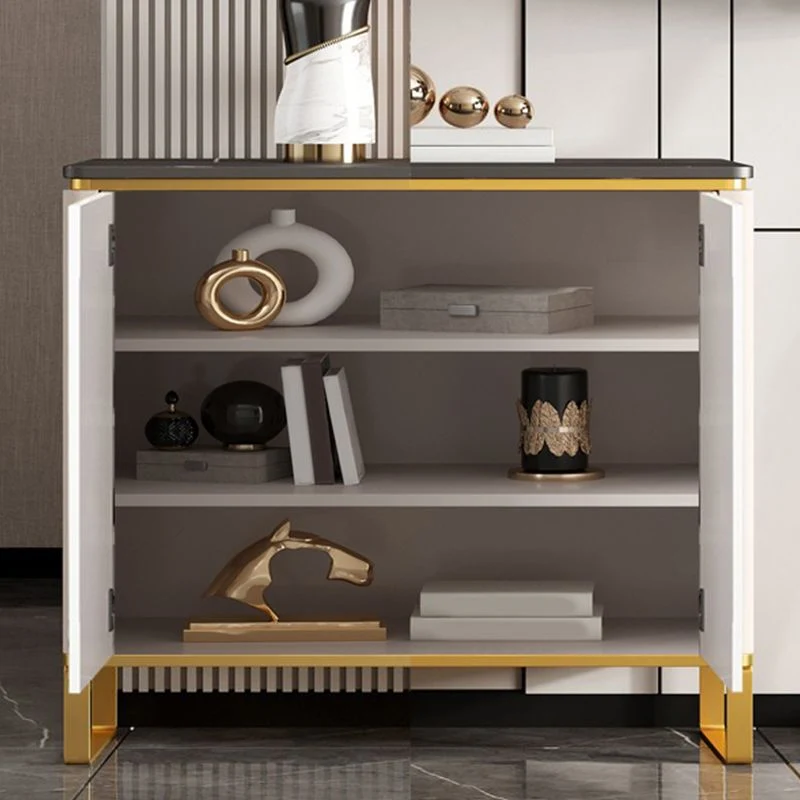Credenza estilo buffet de comedor de piedra con gabinetes Blanco Clearhalo