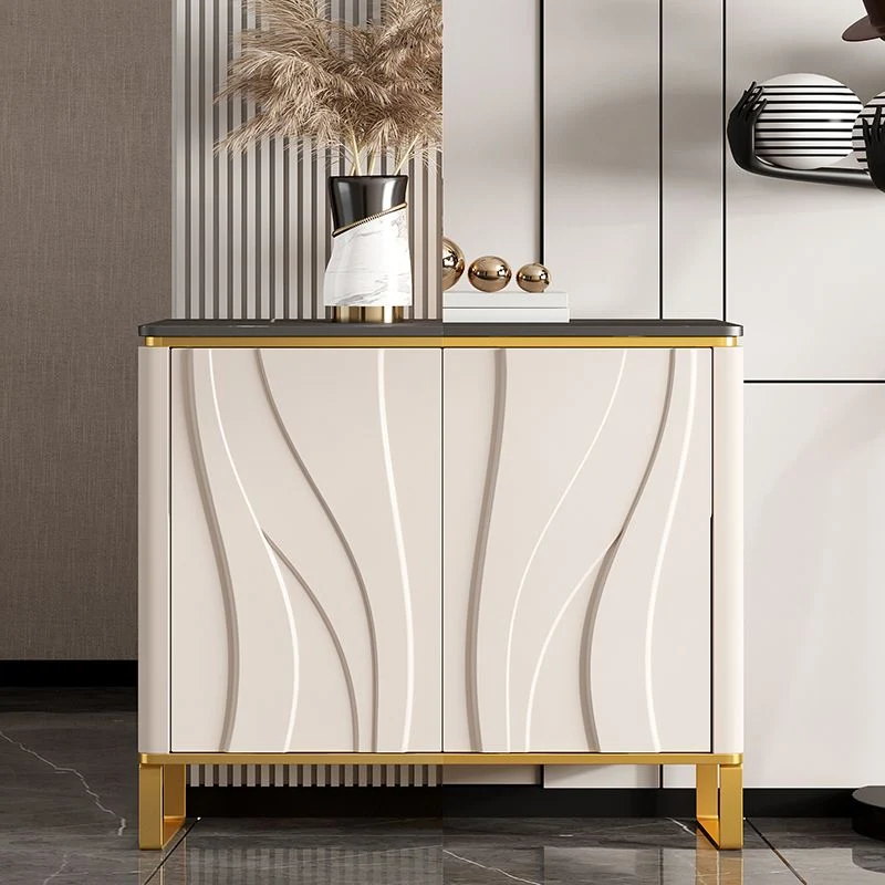 Credenza estilo buffet de comedor de piedra con gabinetes Blanco Clearhalo