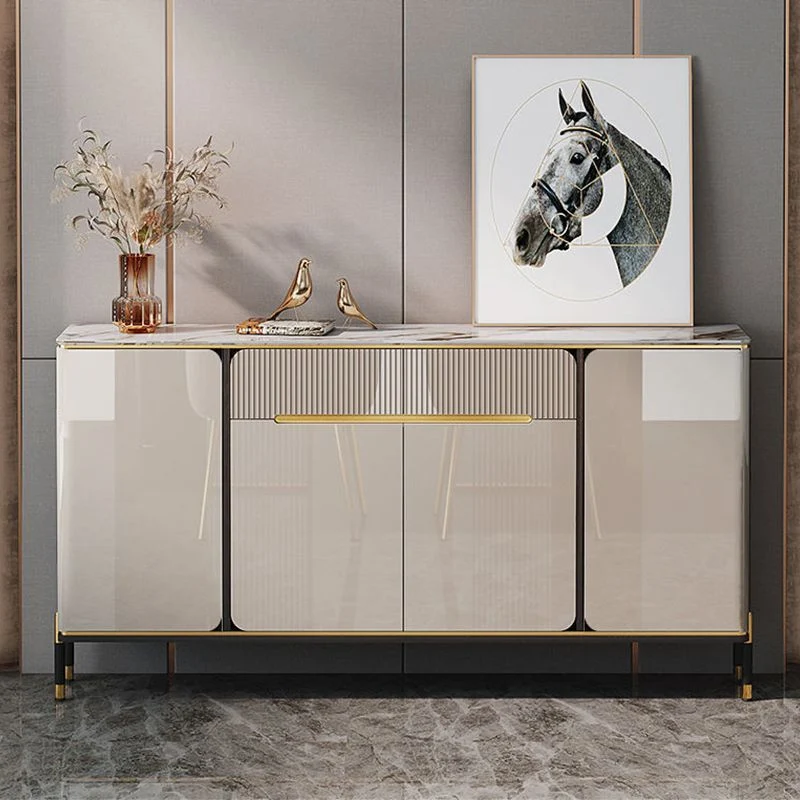 Credenza estilo buffet de piedra Glam Style Credenza con gabinetes y cajones Clearhalo