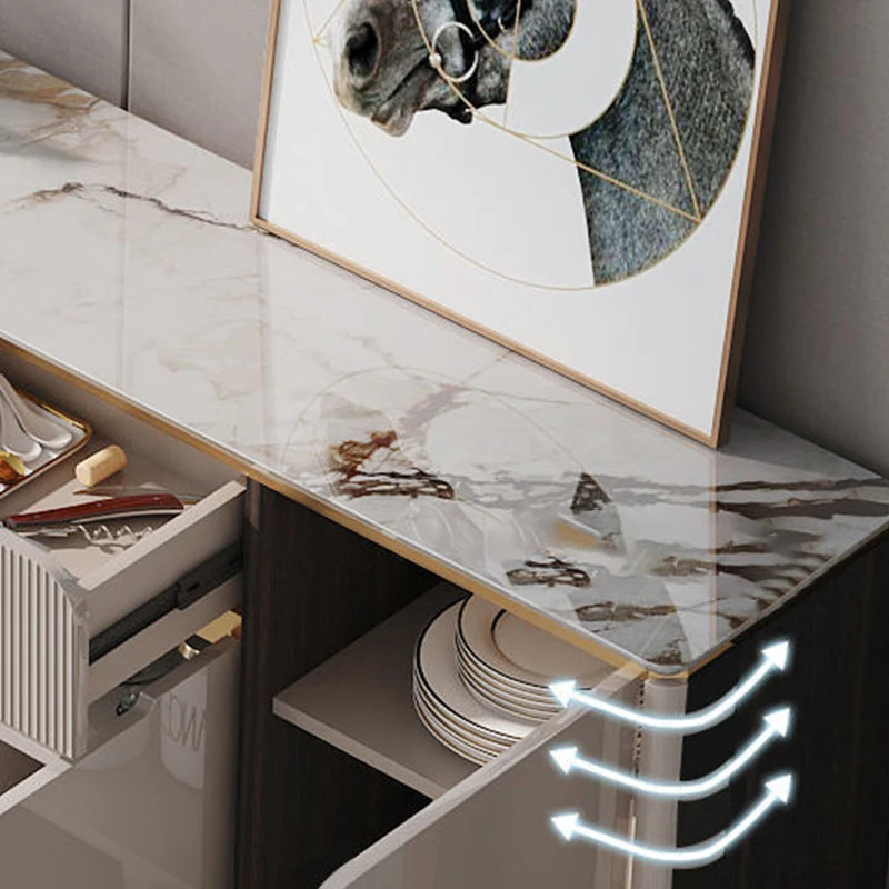 Credenza estilo buffet de piedra Glam Style Credenza con gabinetes y cajones Clearhalo