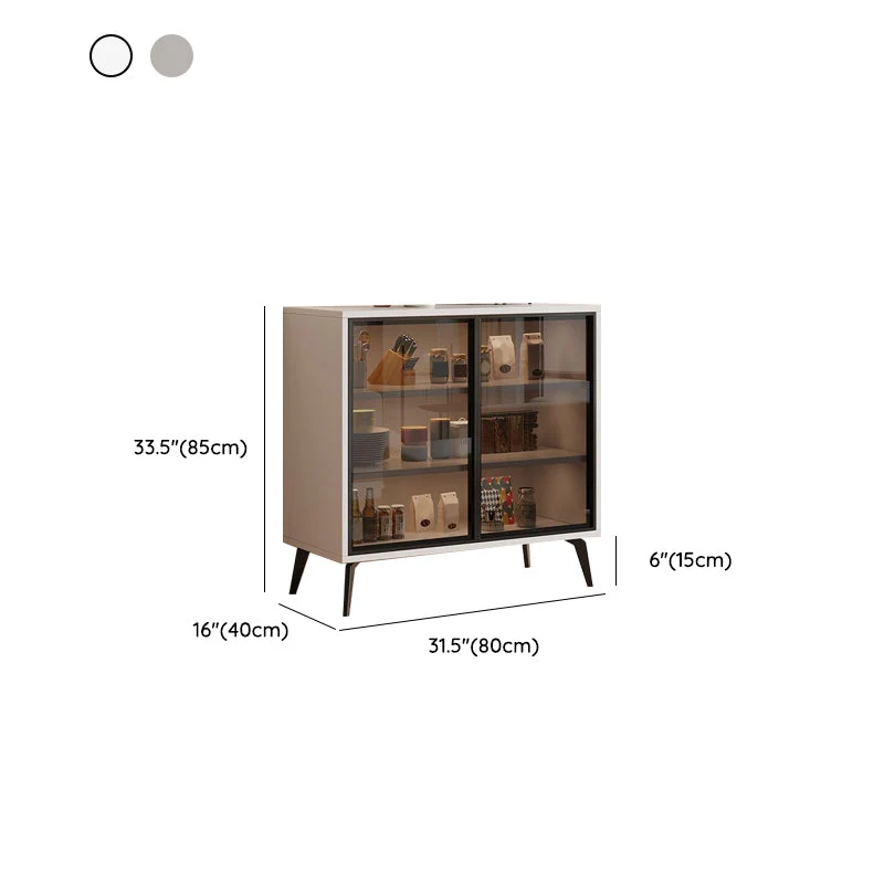 Credenza de madera Servidor con puertas de vidrio estilo moderno con gabinetes y cajones Blanco Clearhalo