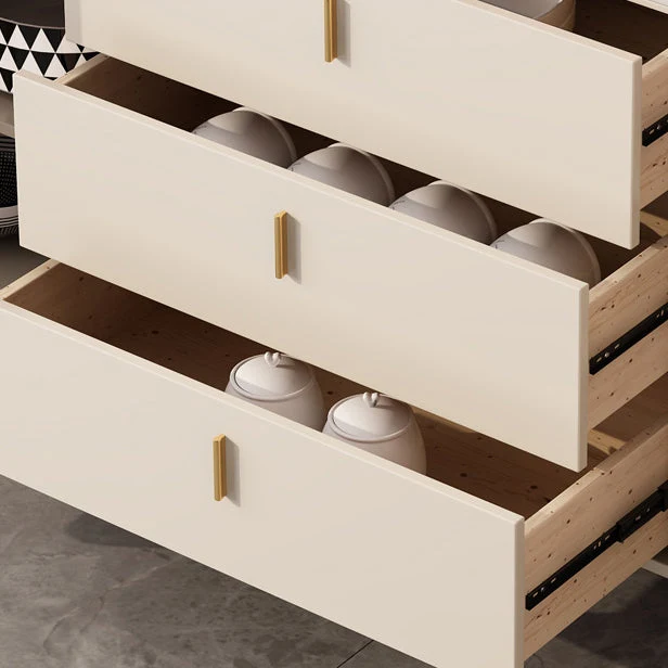 Credenza de piedra con soporte para buffet estilo Glam con gabinetes y cajones Blanco Clearhalo