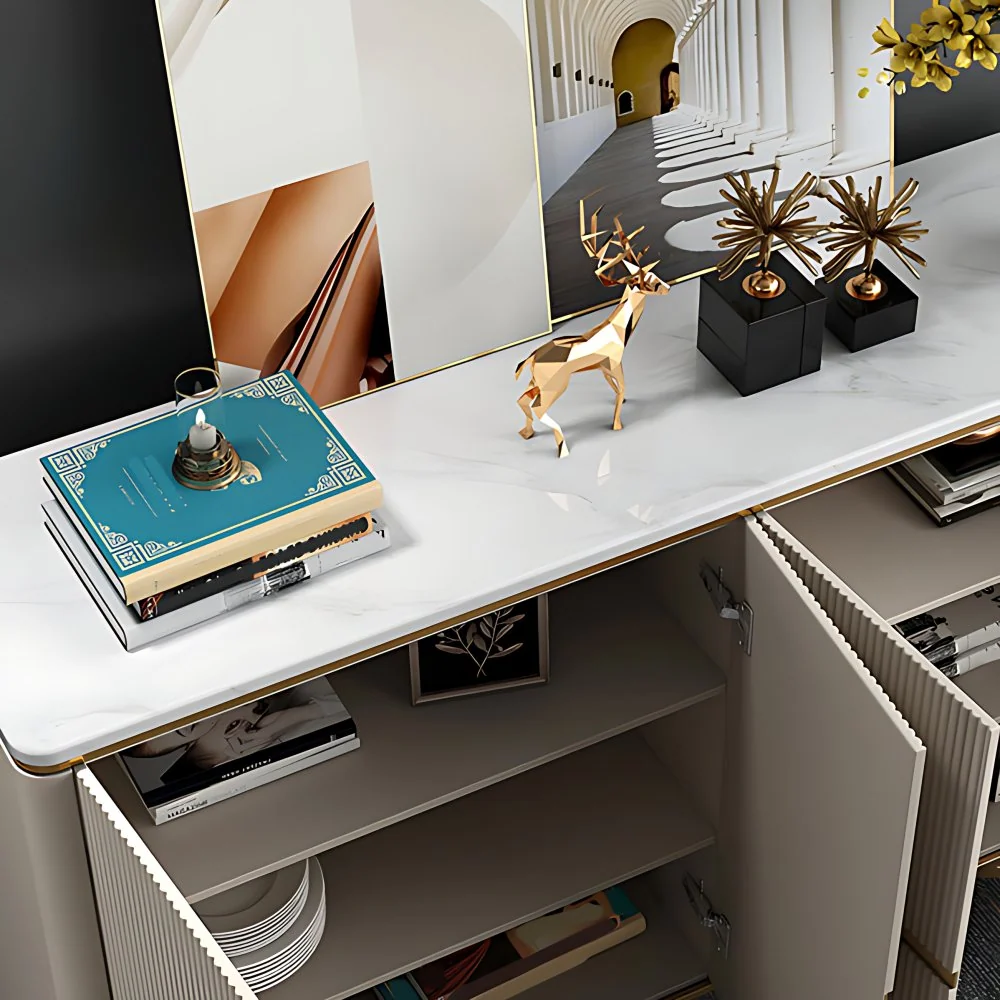 Credenza de piedra con tablero lateral contemporáneo moderno con gabinetes para cocina Verde Clearhalo