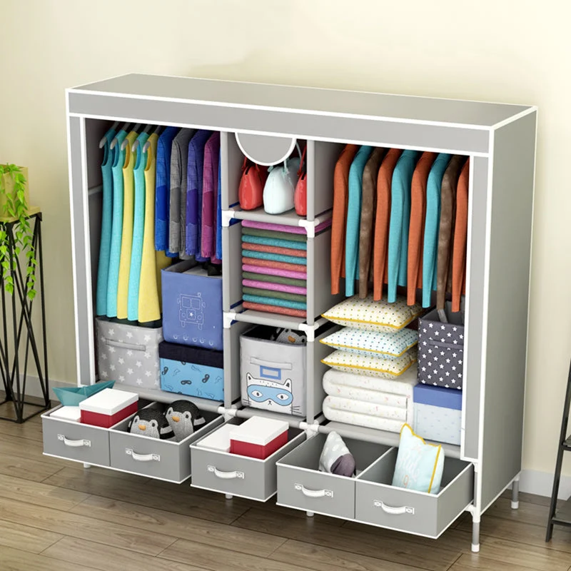 Dormitorio moderno Armario Armario Armario con estructura de acero y cajones Cafe Clearhalo