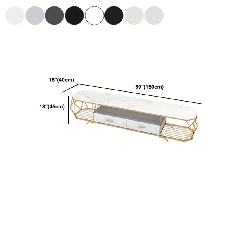 Estanterí abierta de lujo, soporte para TV, mueble de TV de metal para el hogar con cajones Negro Clearhalo
