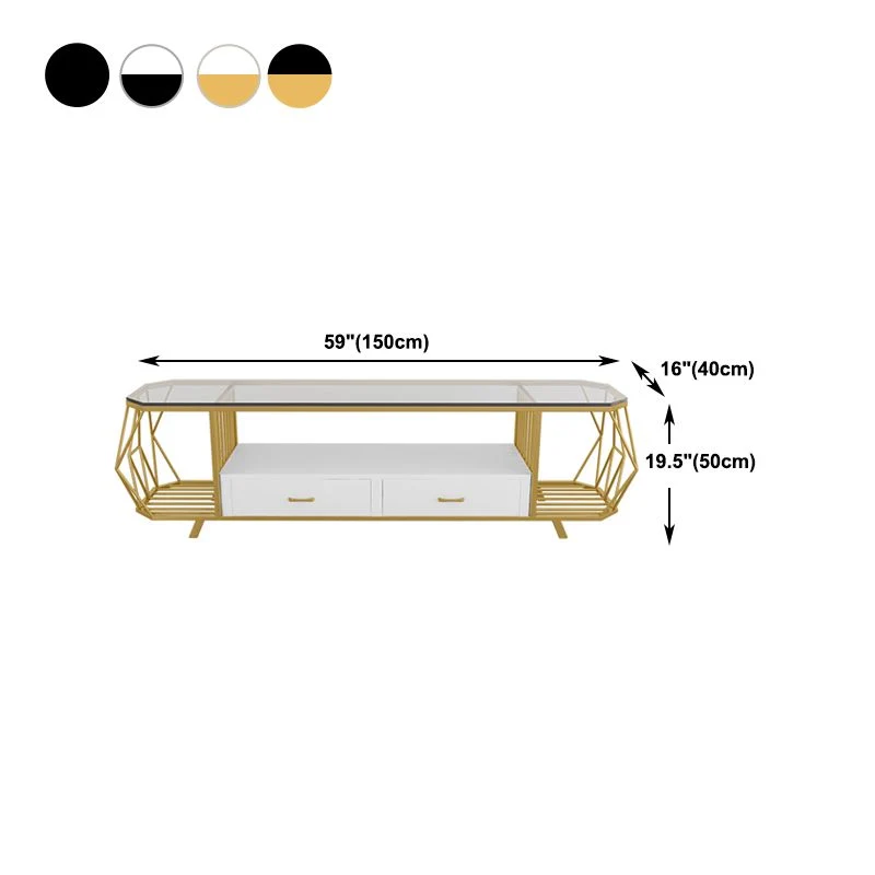 Estanterí abierta de vidrio Soporte para TV Mueble para TV de estilo lujoso con cajones Transparente Clearhalo