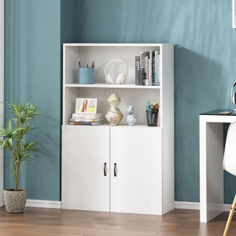 Estanterí blanca pura, estanterí moderna y contemporánea con puertas para oficina Clearhalo