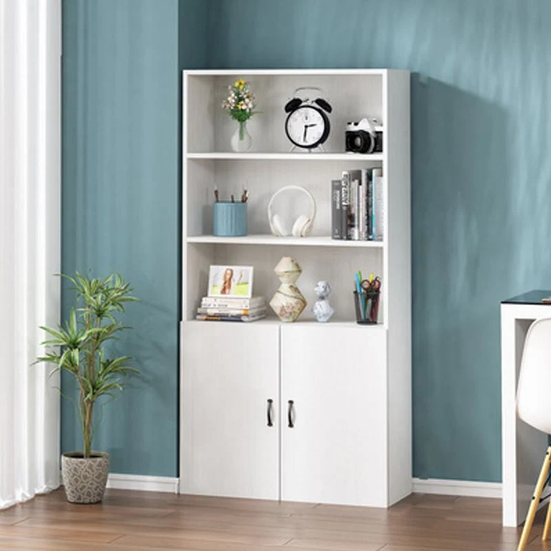 Estanterí blanca pura, estanterí moderna y contemporánea con puertas para oficina Clearhalo