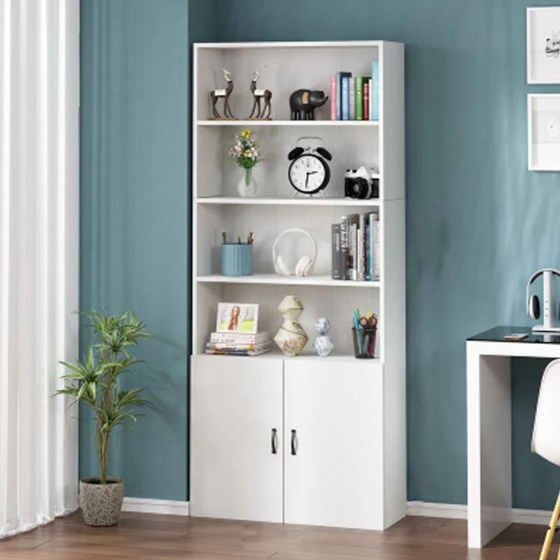 Estanterí blanca pura, estanterí moderna y contemporánea con puertas para oficina Clearhalo