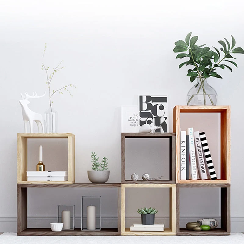 Estanterí contemporánea de madera maciza con respaldo abierto para el hogar Marron Clearhalo
