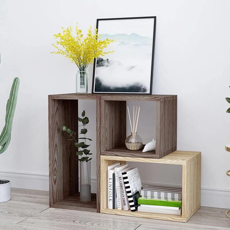 Estanterí contemporánea de madera maciza con respaldo abierto para el hogar Marron Clearhalo