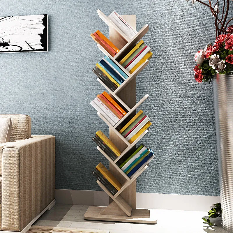 Estanterí de madera contemporánea con parte trasera cerrada para oficina en casa Blanco Clearhalo