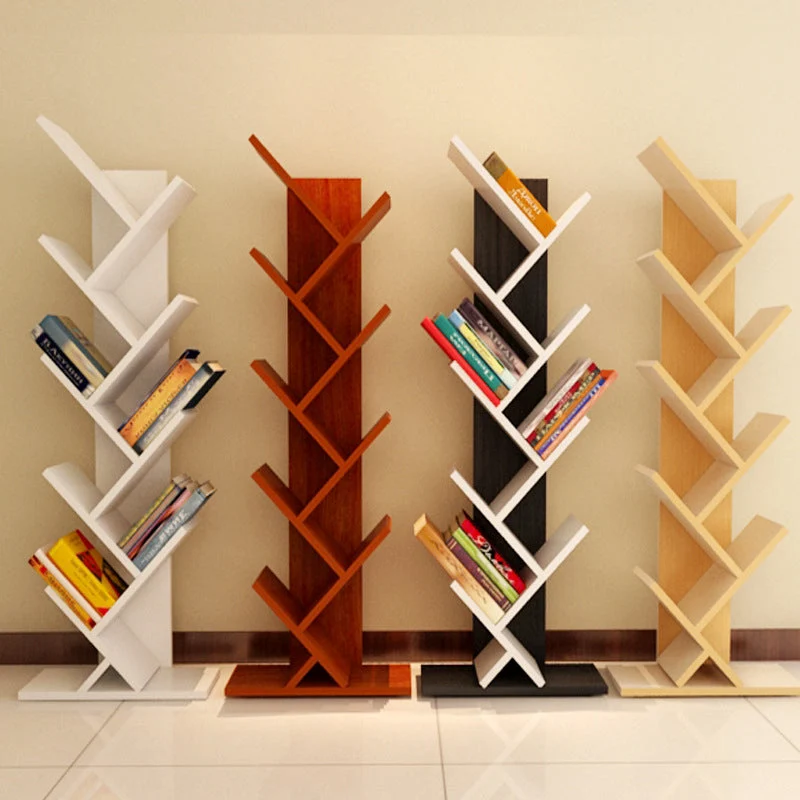 Estanterí de madera contemporánea con parte trasera cerrada para oficina en casa Blanco Clearhalo