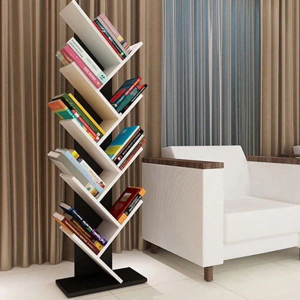 Estanterí de madera contemporánea con parte trasera cerrada para oficina en casa Blanco Clearhalo
