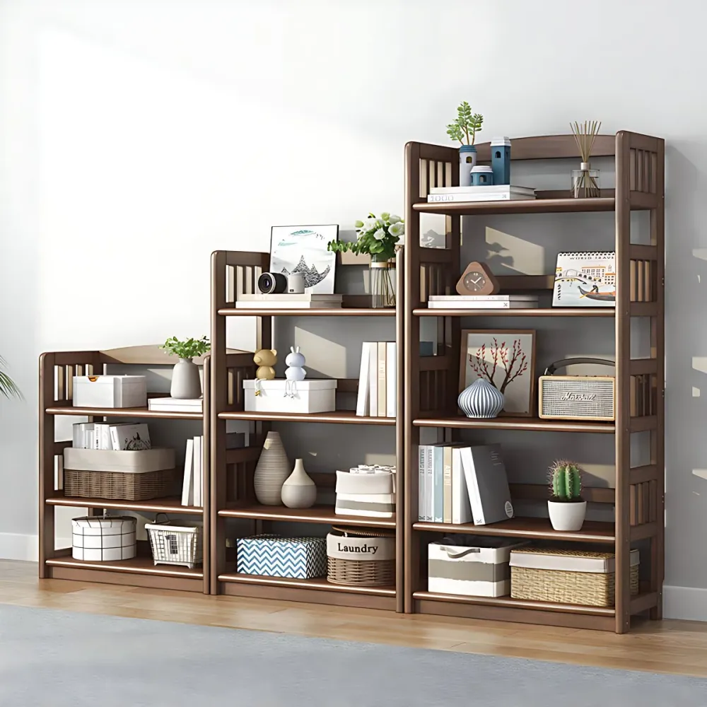Estanterí para libros estándar con estantes rectangulares Estanterí de madera Naturales Clearhalo