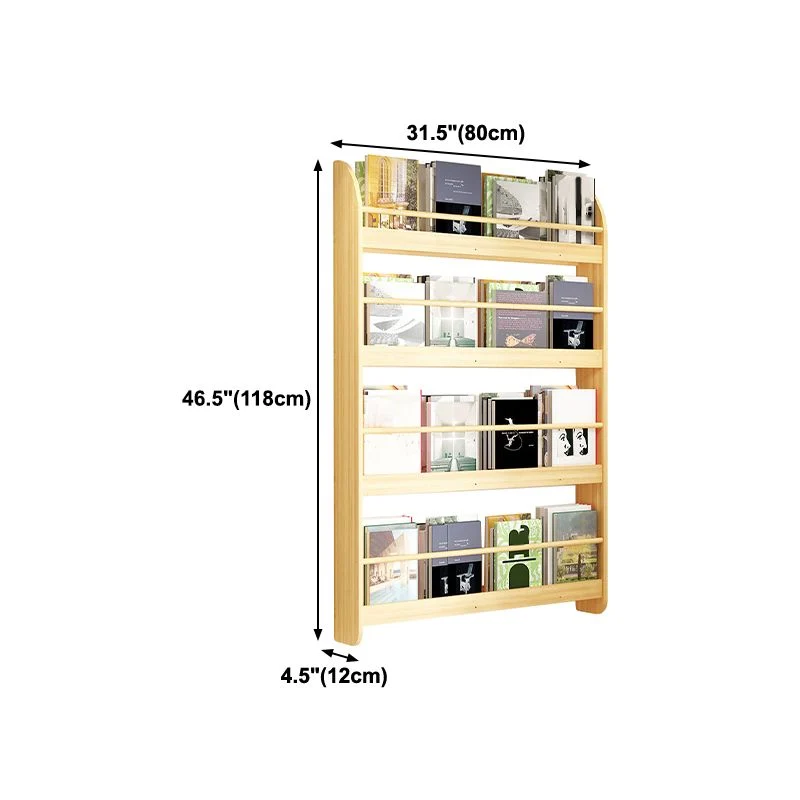 Estanterí de pared de madera de pino, estanterí escandinava natural para dormitorio Clearhalo