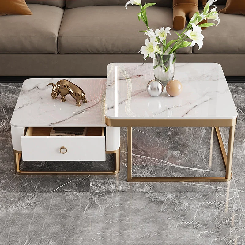 Frame Frame Mesa de centro Glam Mesa de cóctel cuadrada con cajón Bronceado Clearhalo