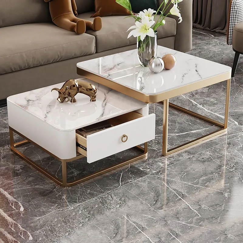 Frame Frame Mesa de centro Glam Mesa de cóctel cuadrada con cajón Bronceado Clearhalo