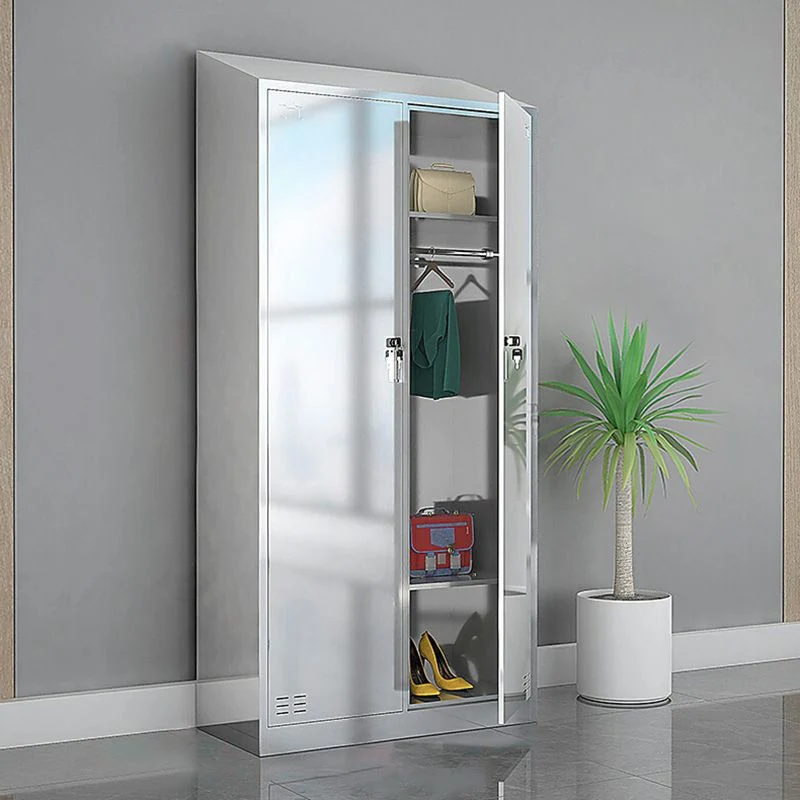Gabinete de acero cromado con puertas batientes Gabinete de almacenamiento moderno para baño Clearhalo