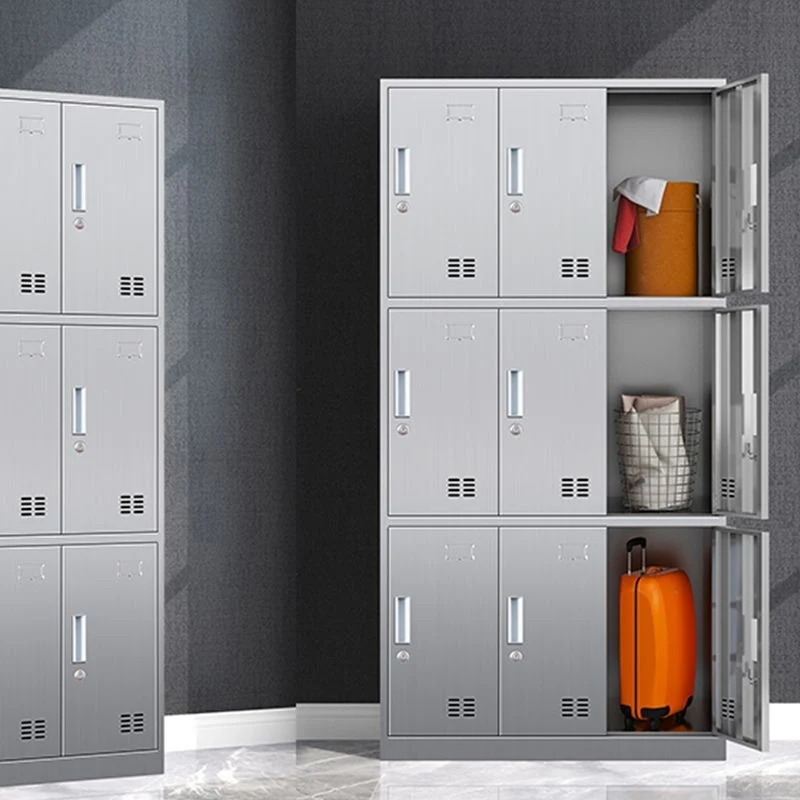 Gabinete de acero cromado para baño Gabinete de almacenamiento interior moderno con puertas con bisagras Clearhalo