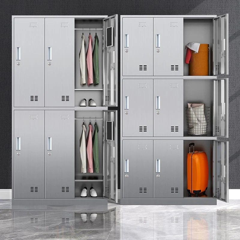 Gabinete de acero cromado para baño Gabinete de almacenamiento interior moderno con puertas con bisagras Clearhalo