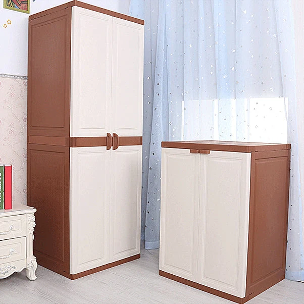 Gabinete de almacenamiento de acabado mate de plástico, gabinete de puerta con bisagras para dormitorio moderno Beige Clea...