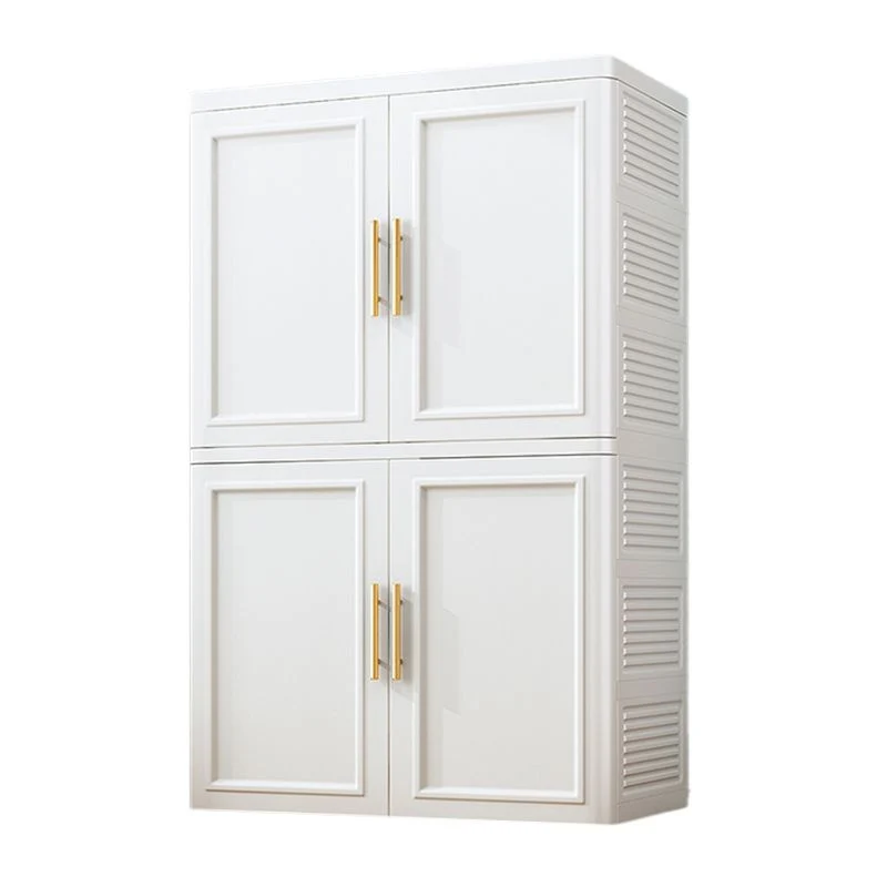 Gabinete de almacenamiento de acabado mate de plástico Gabinete de puerta con bisagras contemporáneo Blanco Clearhalo