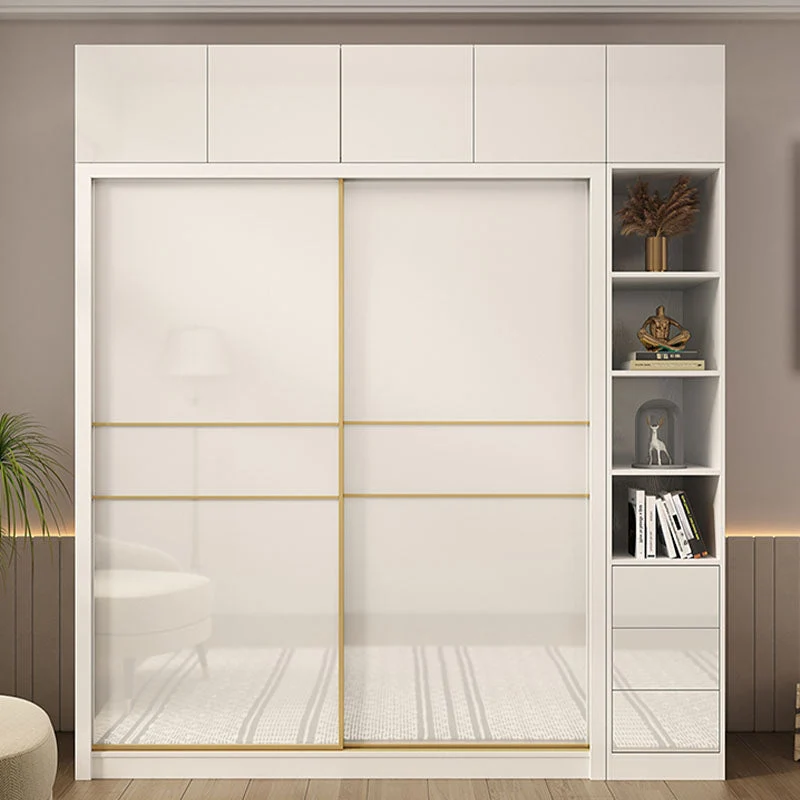 Gabinete de almacenamiento blanco brillante contemporáneo Gabinete de madera fabricado para el hogar Clearhalo