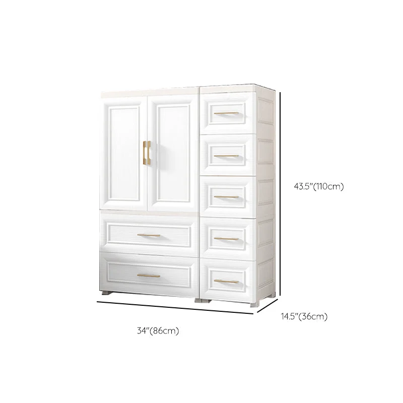 Gabinete de almacenamiento blanco con cajones Gabinete de plástico contemporáneo Clearhalo