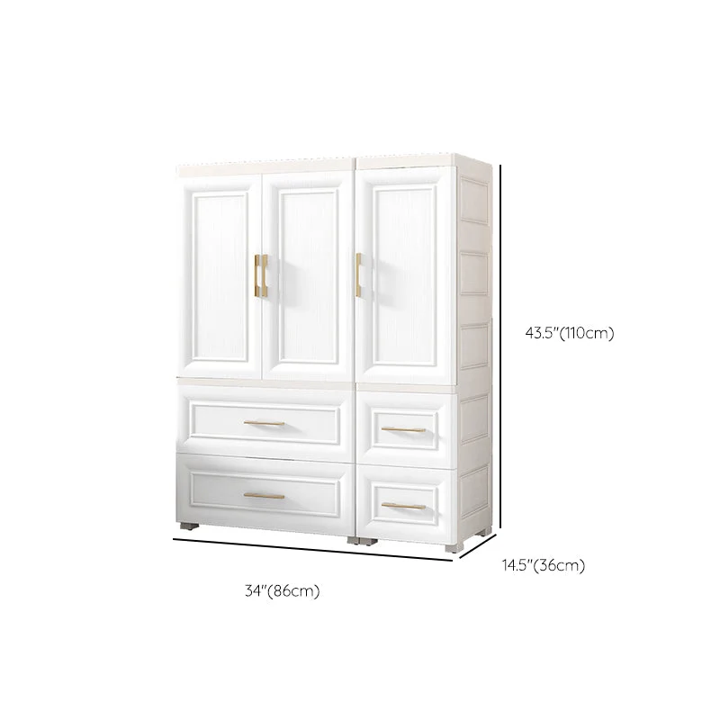 Gabinete de almacenamiento blanco con cajones Gabinete de plástico contemporáneo Clearhalo