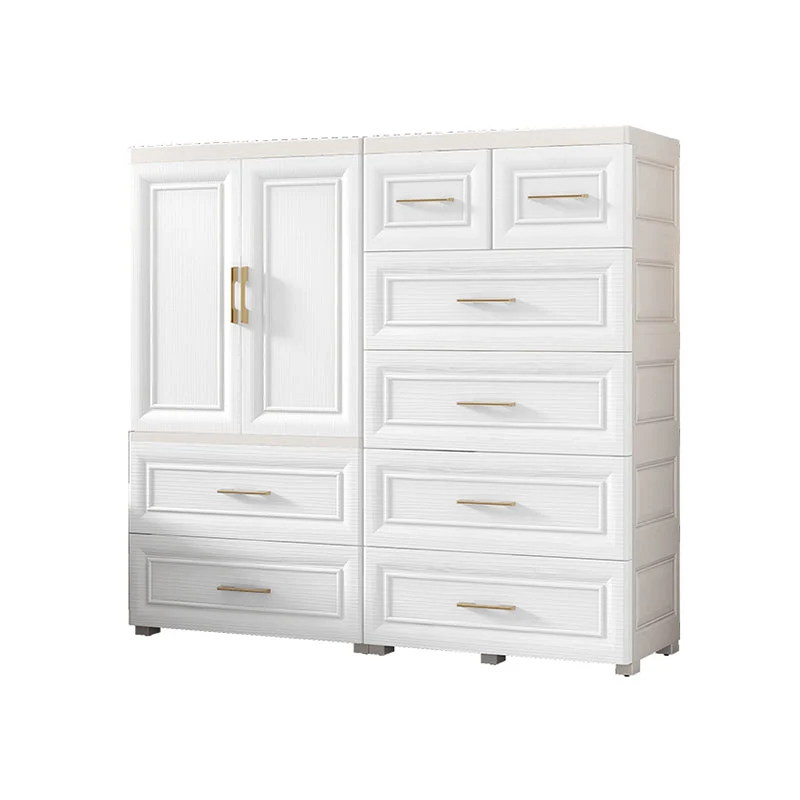 Gabinete de almacenamiento blanco con cajones Gabinete de plástico contemporáneo Clearhalo