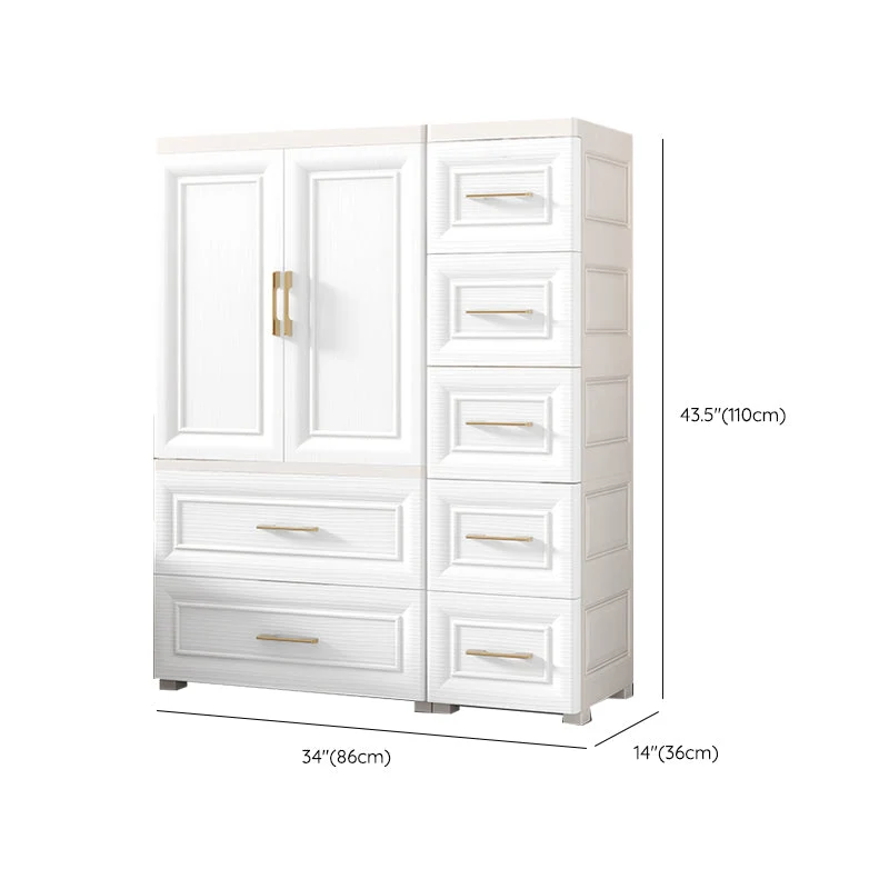 Gabinete de almacenamiento blanco contemporáneo Gabinete de plástico para dormitorio con cajones Clearhalo