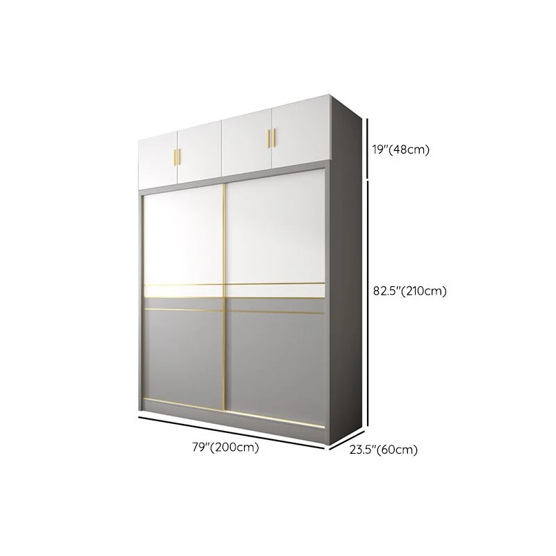 Gabinete de almacenamiento blanco y gris para el hogar Gabinete de madera moderno con puertas correderas Clearhalo