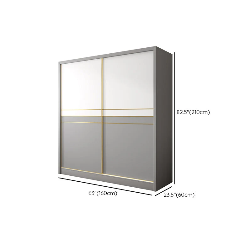 Gabinete de almacenamiento blanco y gris para el hogar Gabinete de madera moderno con puertas correderas Clearhalo