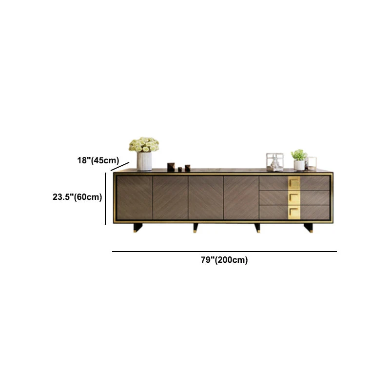 Gabinete de TV de almacenamiento con gabinete de vidrio para TV rectangular de estilo de lujo Clearhalo