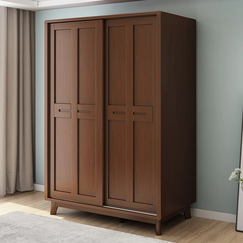 Gabinete de almacenamiento contemporáneo de madera de caucho Gabinete de puertas corredizas con patas Nuez Clearhalo