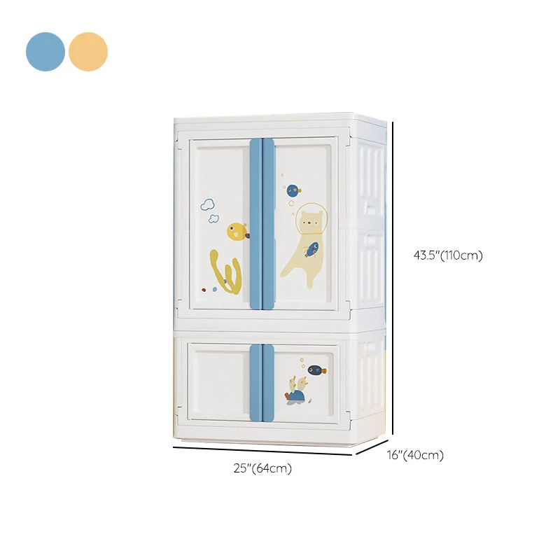 Gabinete de almacenamiento de dormitorio de plástico Gabinete de puerta con bisagras contemporáneo Naranja Clearhalo