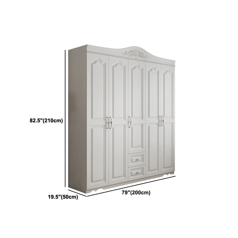 Gabinete de almacenamiento francés estilo campestre, color blanco, puerta con bisagras y cajones Clearhalo