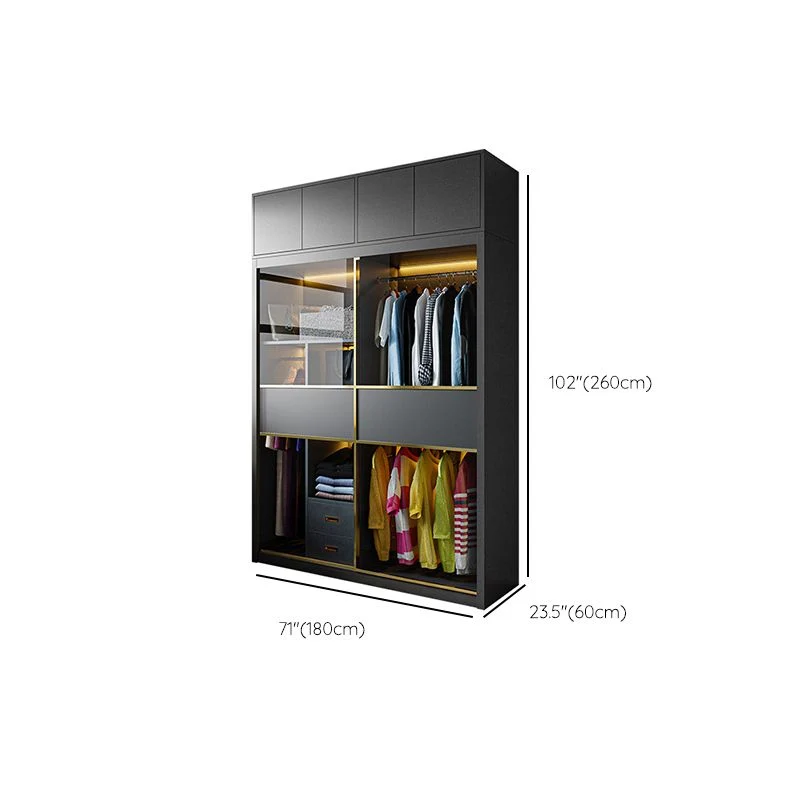 Gabinete de almacenamiento gris moderno Gabinete con acabado de espejo y puertas de vidrio Clearhalo