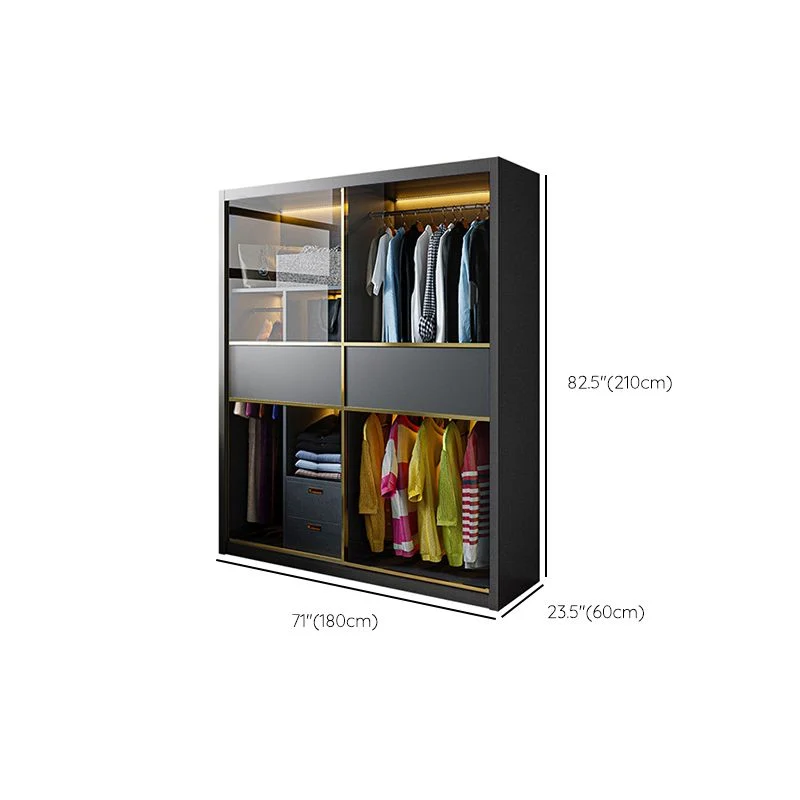 Gabinete de almacenamiento gris moderno Gabinete con acabado de espejo y puertas de vidrio Clearhalo
