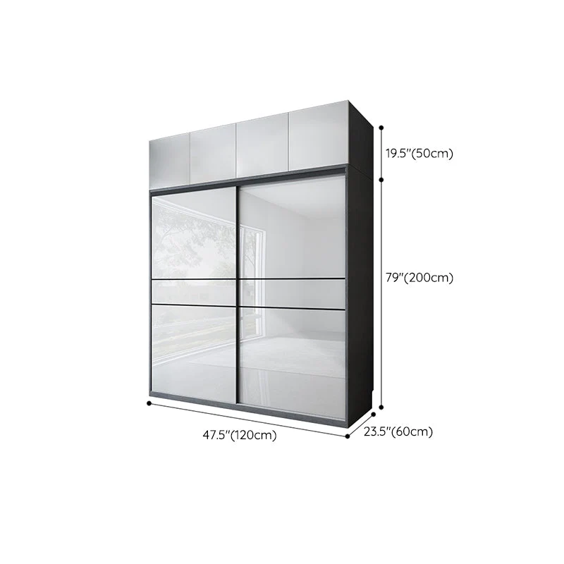 Gabinete de almacenamiento de madera fabricado en blanco brillante Gabinete moderno con puertas corredizas Clearhalo