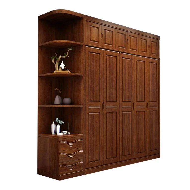 Gabinete de almacenamiento de madera de nogal marrón Gabinete tradicional con cajón Clearhalo