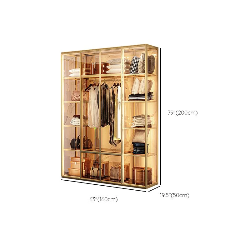 Gabinete de almacenamiento de metal con puertas de vidrio Gabinete con puertas batientes contemporáneas Clearhalo